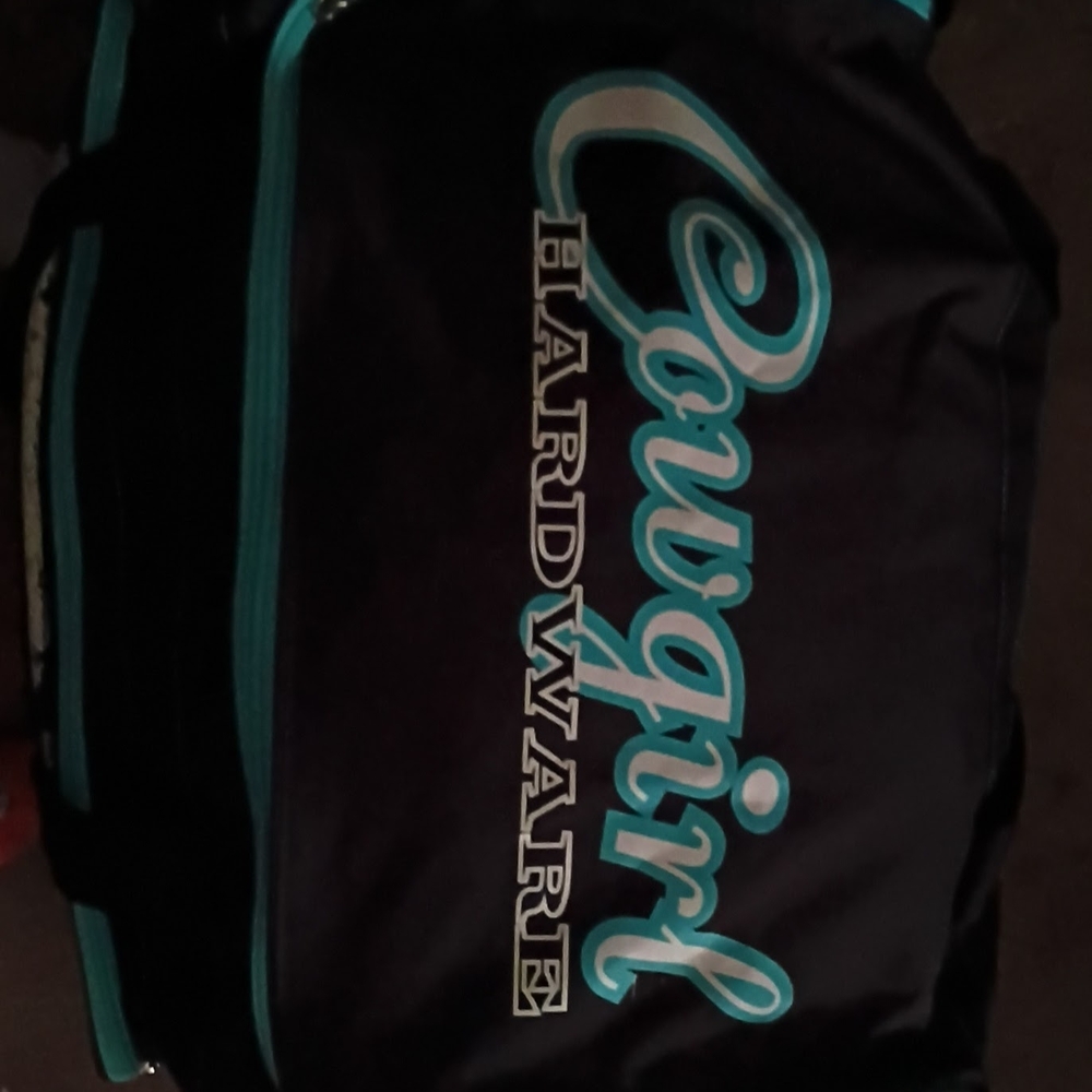 Black and Teal Women's Large Rolling  Dufflebag - Picture 8 of 8